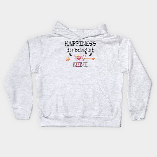 Happiness is being Nini floral gift Kids Hoodie by DoorTees